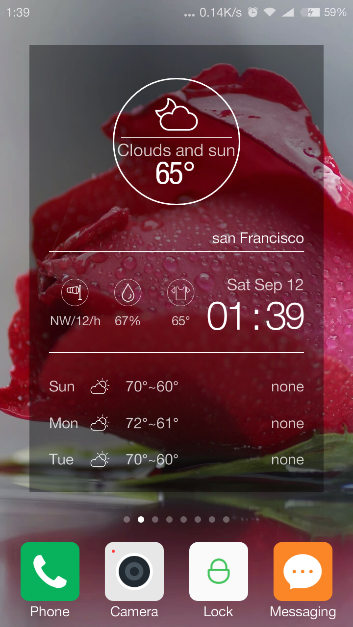 Android application Transparent weather forecast screenshort