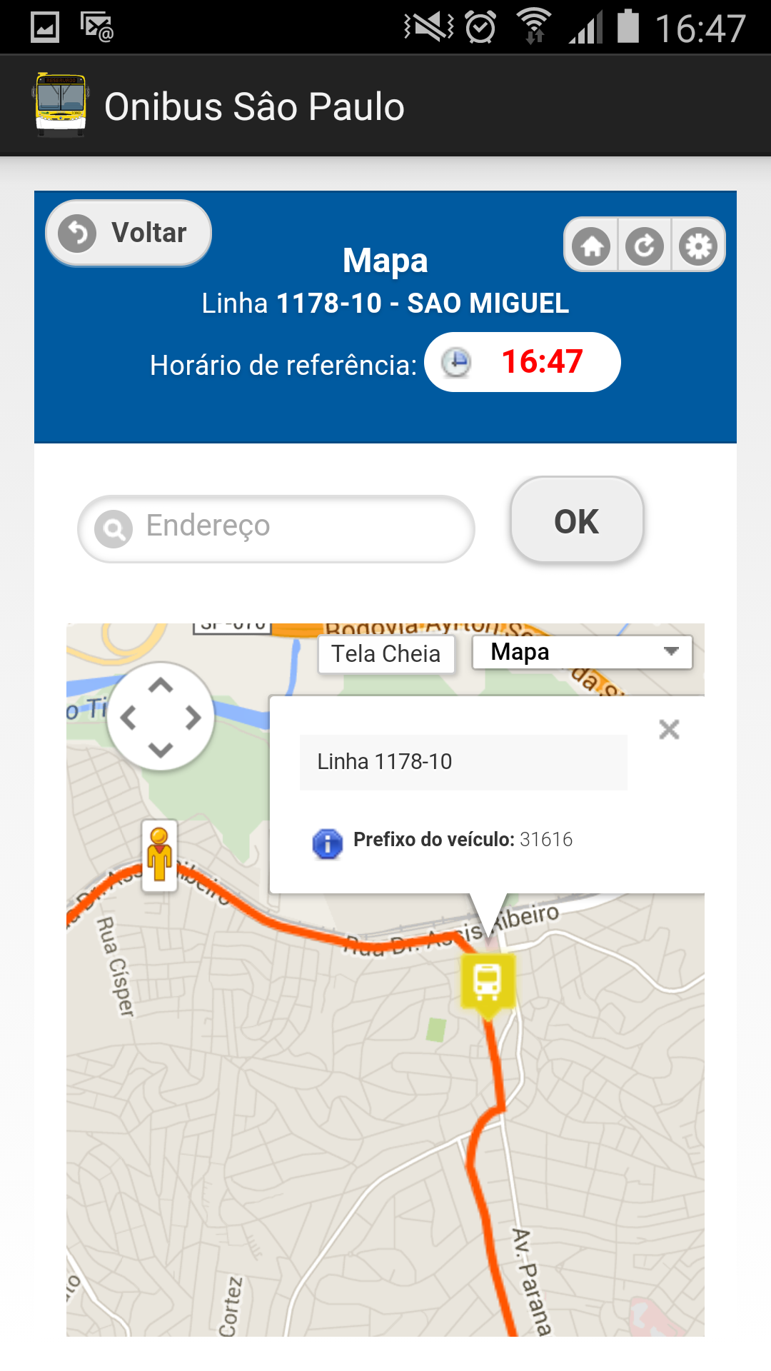 Android application Ônibus São Paulo - Olho Vivo screenshort