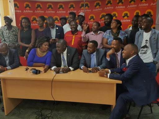 Nominated MP Johnson Sakaja addresses the press after submitting nomination papers for the Nairobi Senator seat, March 16, 2017. /COURTESY