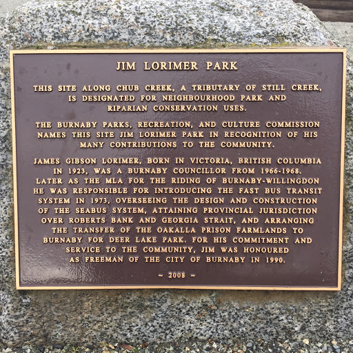 Jim Lorimer Park Plaque 