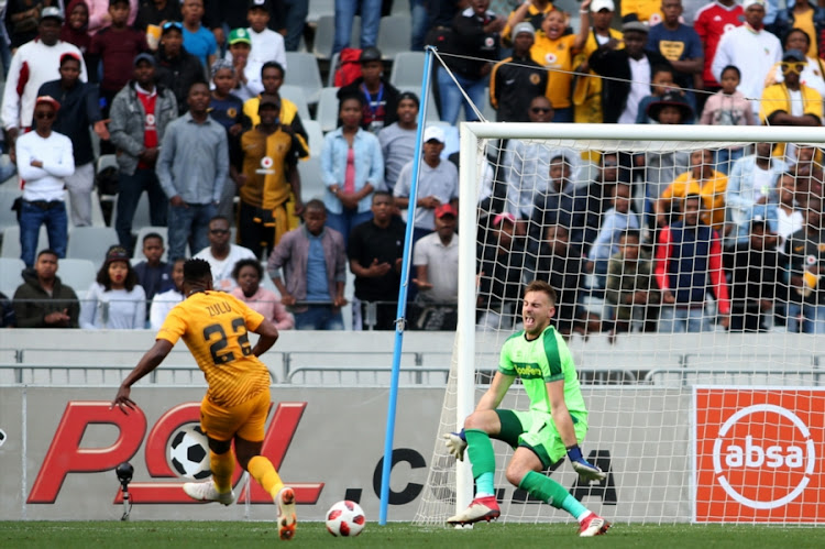 Philani Zulu of Kaizer Chiefs scores past Cape Town City goalkeeper Peter Leeuwenburgh during the Absa Premiership match at Cape Town Stadium on September 15, 2018 in Cape Town. Chiefs won 4-1.