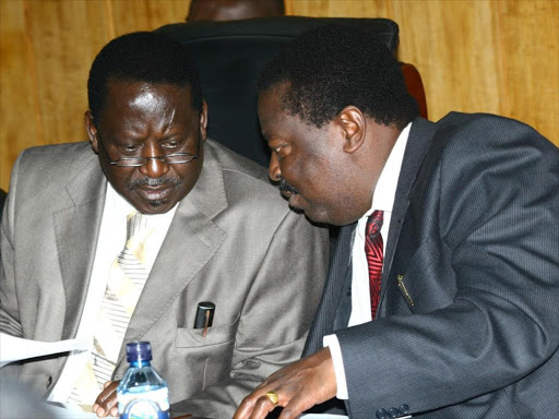 Cord leader Raila Odinga with ANC leader Musalia Mudavadi / FILE