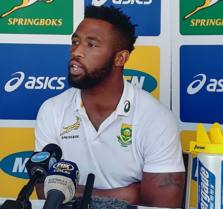 Springboks captain Siya Kolisi speaks to the media during a press conference in Brisbane ahead of the Rugby Championship match against hosts Australia on Saturday September 7 2018.