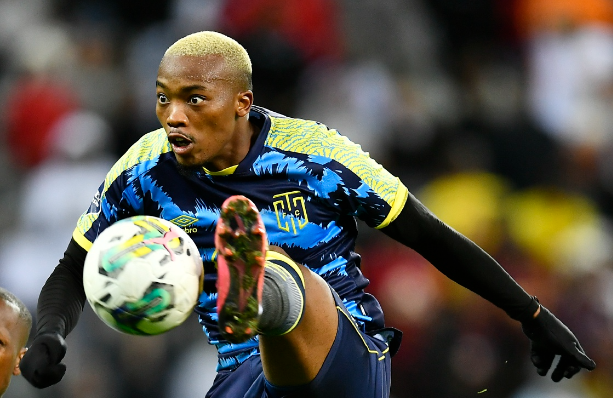 Striker Khanyisa Mayo in action for Cape Town City in their DStv Premiership match against Stellenbosch FC at Cape Town Stadium on Sunday. Mayo has been included in the Bafana Bafana squad for this month's friendlies.