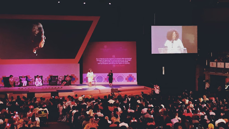 Oprah Winfrey addresses hundreds of women at the University of Johannesburg on Thursday, November 29 2018.