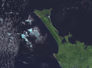 NASA World wind image of Aupouri Peninsula in New Zealand. Ninety Mile Beach, New Zealand is on the west (left) side of the peninsula.