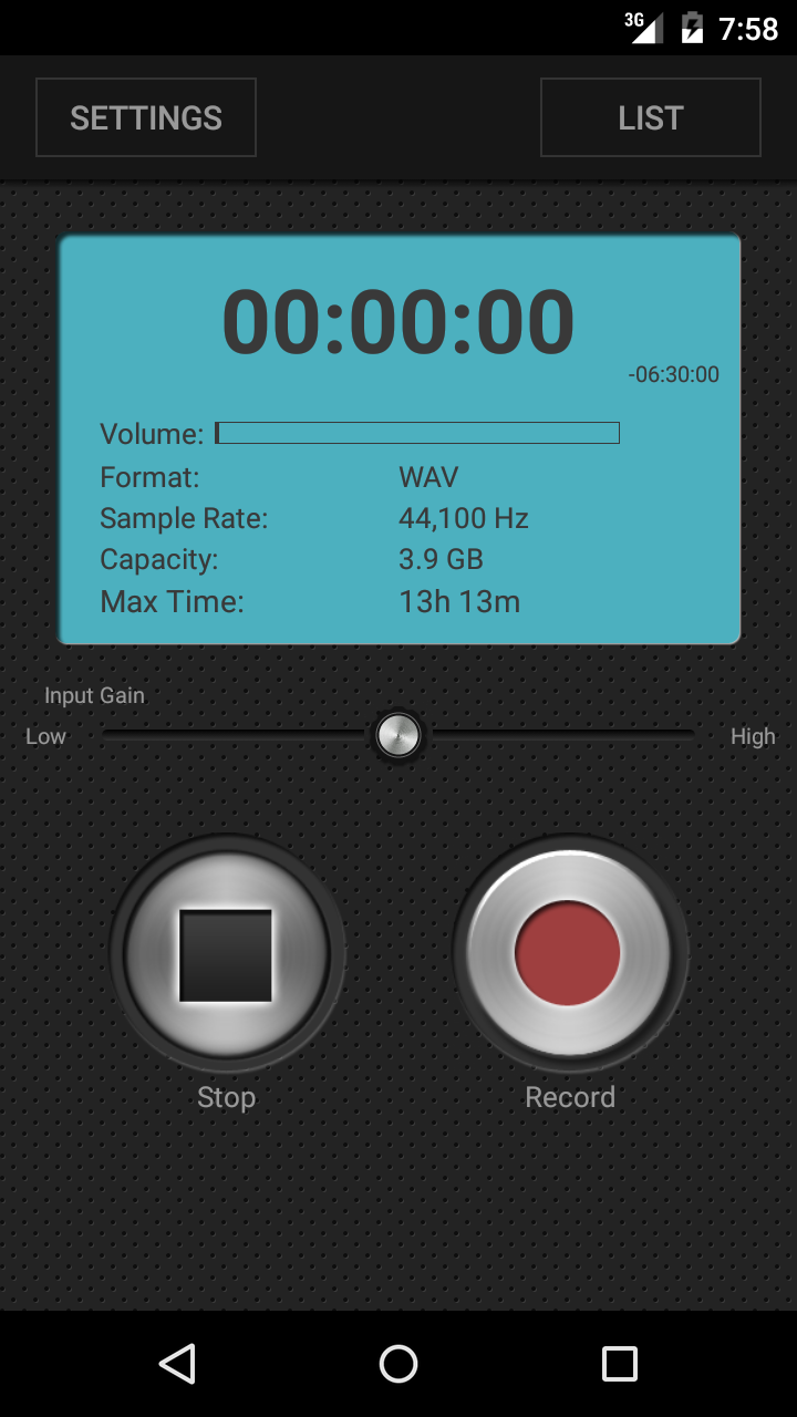 Android application PCM Recorder Pro screenshort