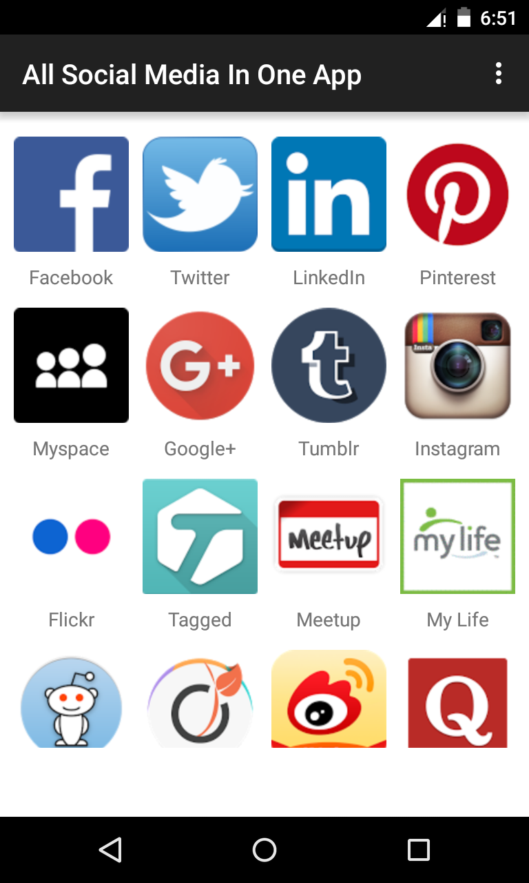 Android application All Social Media In One App screenshort