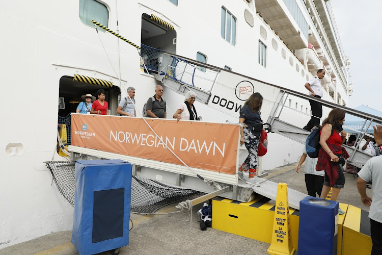 Passengers getting off the Luxury cruise liner Norwegian Dawn at Mombasa on January 14, 2024