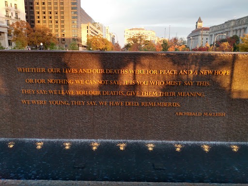 Whether our lives and our deaths were for peace and a new hope Or for nothing, we cannot say, it is you who must say this They say we leave you our deaths, give them their meaning We were young,...