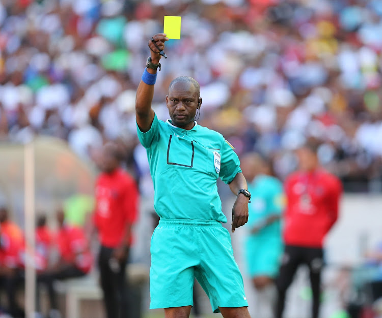 Referee Victor Hlungwani during the Absa Premiership match between Chippa United and Orlando Pirates at Nelson Mandela Bay Stadium on February 25, 2018 in Port Elizabeth, South Africa.