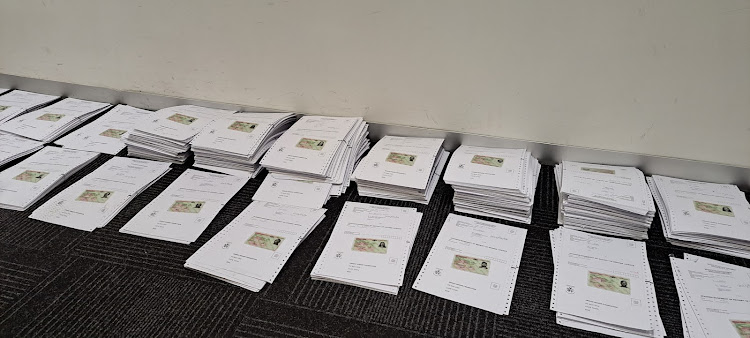 A pile of driving licence cards ready for collection at the Centurion DLTC.