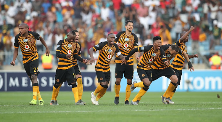 Kaizer Chiefs players celebrates winning on penalties during the 2019 Telkom Knockout quarter final match between Kaizer Chiefs and Orlando Pirates at Moses Mabhida Stadium, Pietermaritzburg, on 2 November 2019.