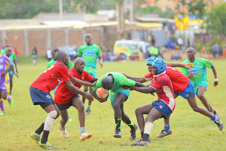 Action between Kisii School and Cardinal Otunga High School during the Kisii County finals