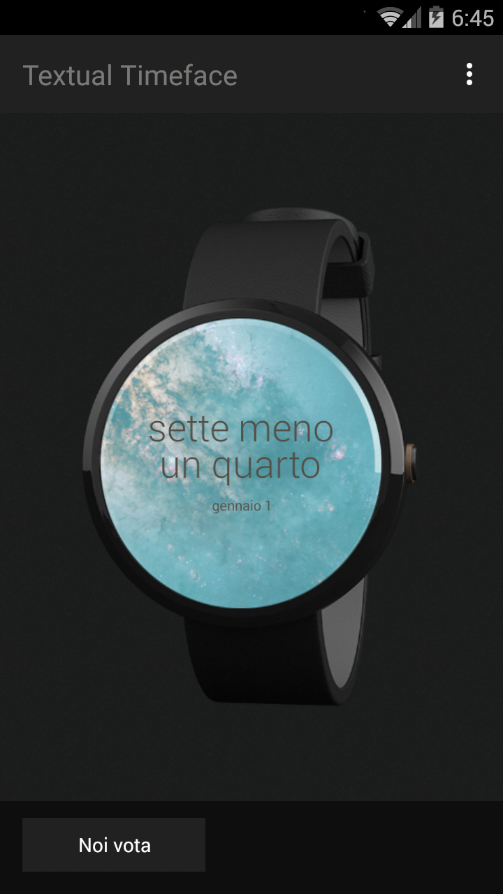 Android application Textual Watch Face screenshort