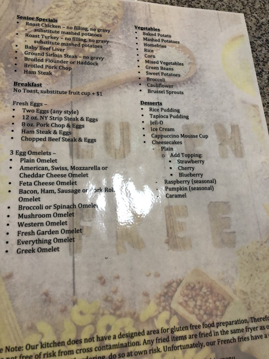 Quakertown Family Restaurant gluten-free menu