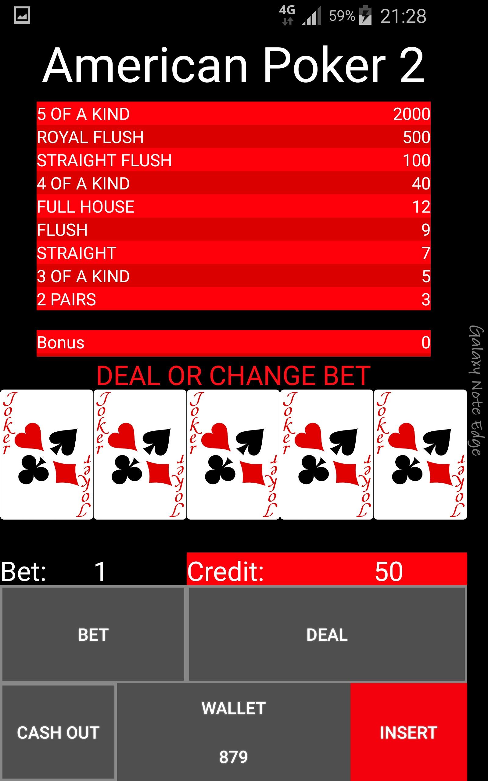 Android application American Poker 2 Beta screenshort