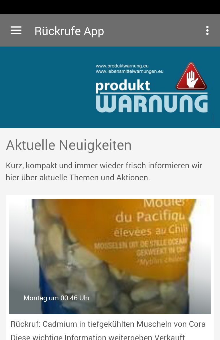Android application Produktrückrufe screenshort