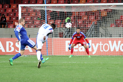 Rhulani Manzini of Chippa United scores during the Absa Premiership match against SuperSport United at Nelson Mandela Bay Stadium on May 17, 2017 in Port Elizabeth, South Africa.