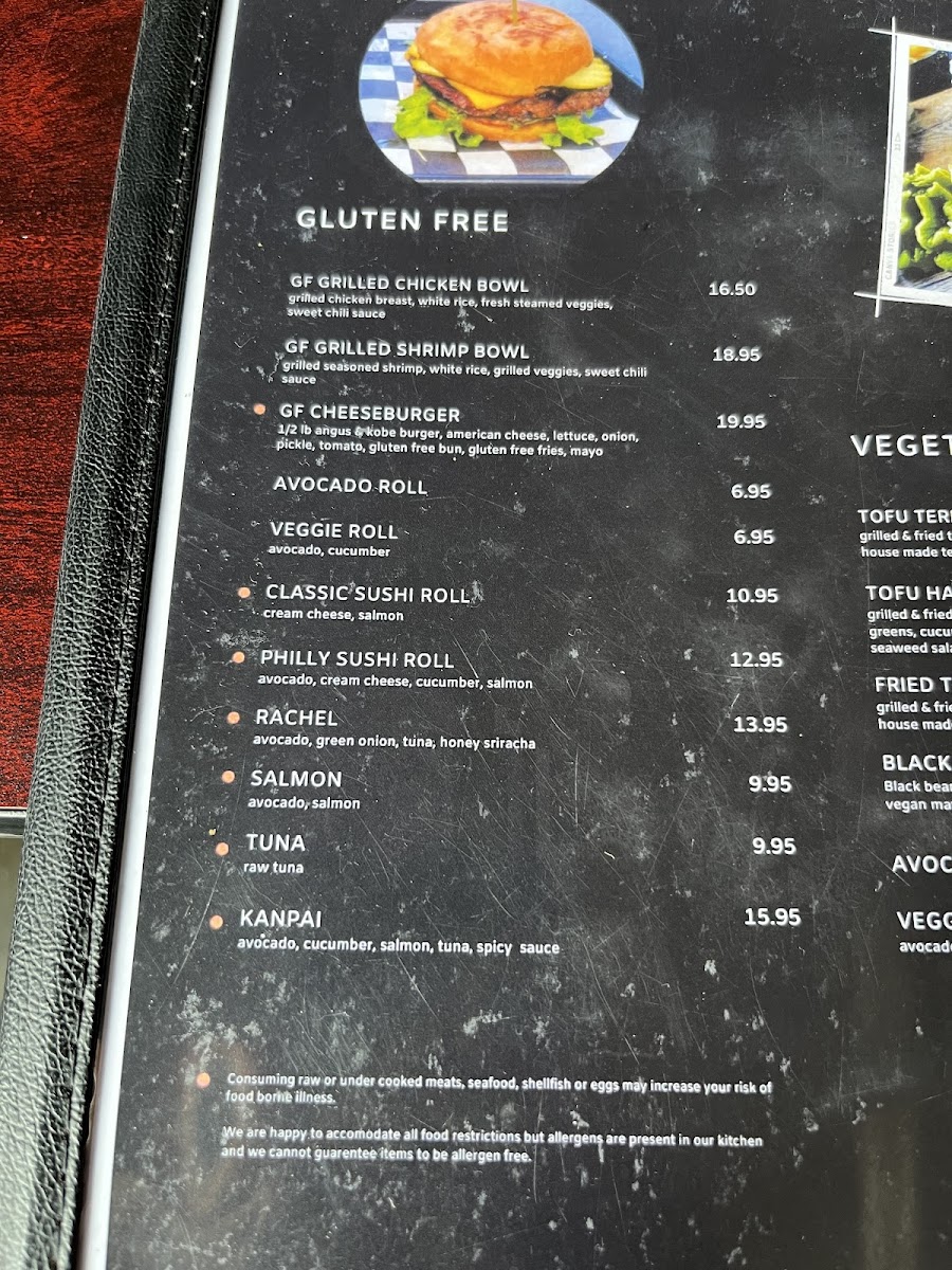 Wicked Sushi, Burgers, Bowls gluten-free menu