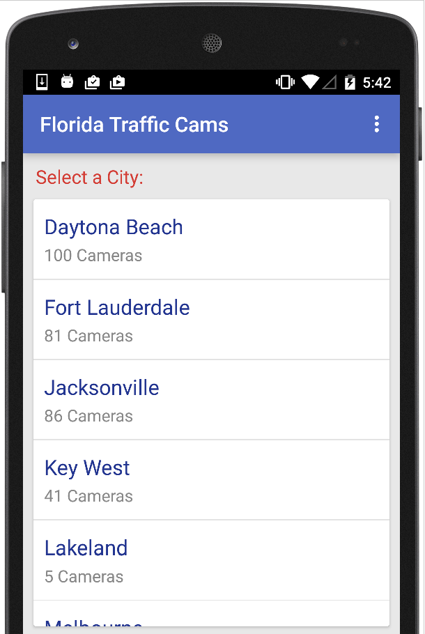 Android application Florida Traffic Cameras Live screenshort