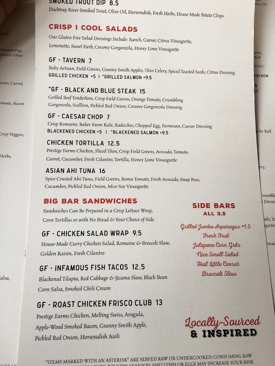 Marlow's Tavern gluten-free menu