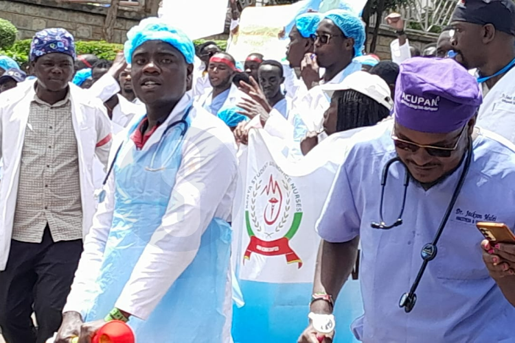 The striking doctors on the streets of Eldoret on April 15, 2024