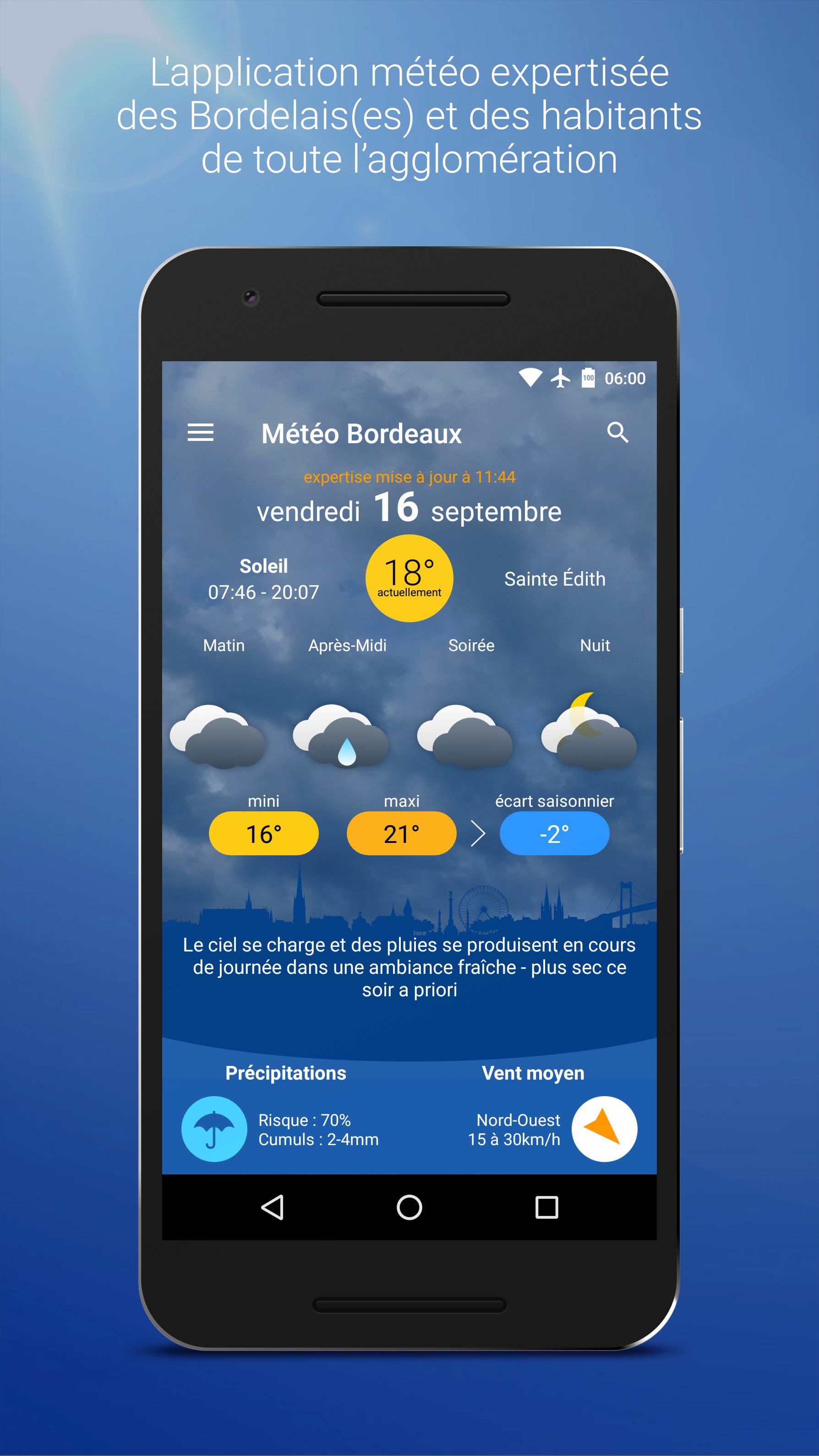 Android application Météo Bordeaux screenshort