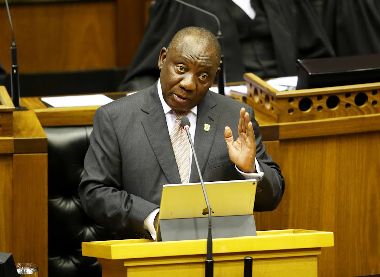 President Cyril Ramaphosa delivers his State of the Nation Address in Parliament in Cape Town on February 7 2019.