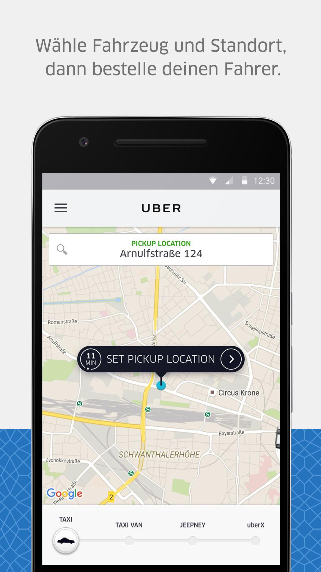 Android application Uber - Request a ride screenshort