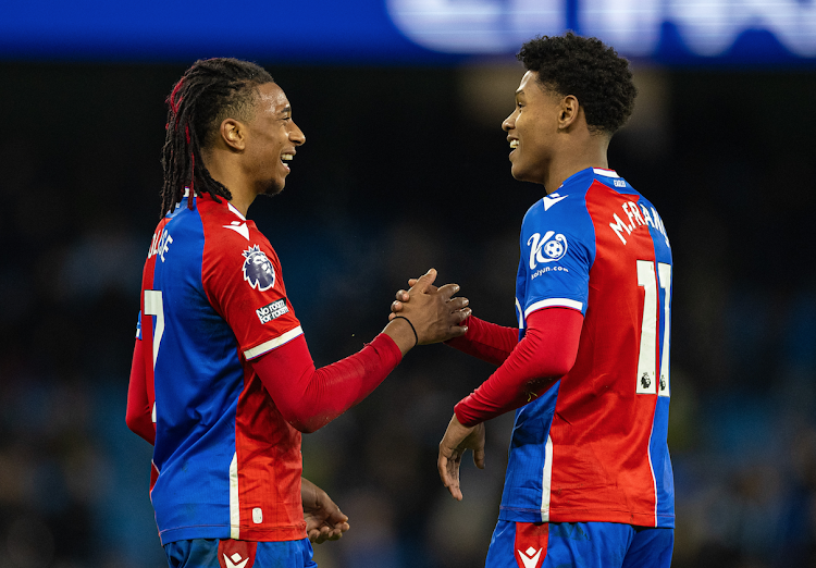 Crystal Palace's Michael Olise (L) with his teammate Matheus Franca in a past match