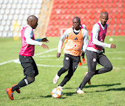 Orlando Pirates players at a training session at their base at Rand Stadium in the south of Johannesburg. 