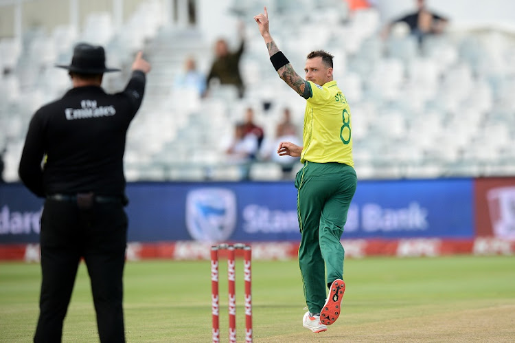 Dale Steyn of South Africa appeals during the 1st KFC T20 International match between South Africa and Sri Lanka at PPC Newlands on March 19, 2019 in Cape Town, South Africa.