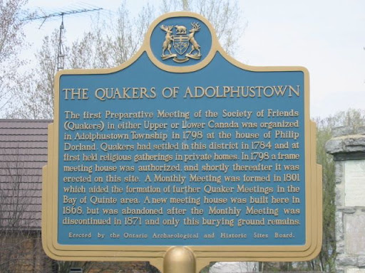 The first Preparative Meeting of the Society of Friends (Quakers) in either Upper or Lower Canada was organized in Adolphustown Township in 1798 at the house of Philip Dorland. Quakers had settled...