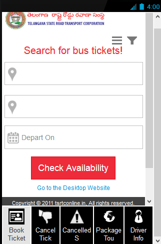 Android application Book Bus Tickets For TSRTC screenshort