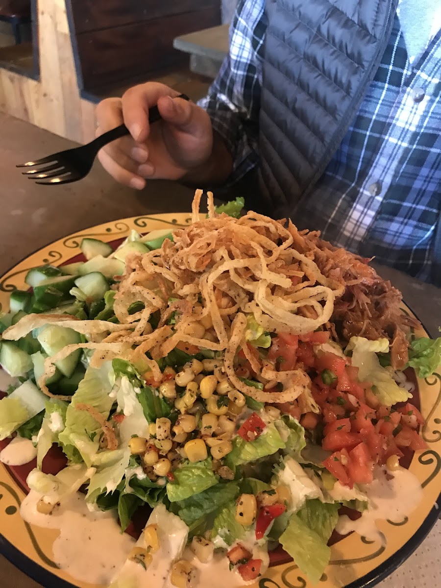Cajun salad with pork bbq