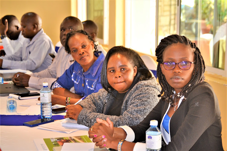 Participants follow the proceedings during last week's joint co-creation workshop at a Kitui hotel that brought together Stawi project and county government officials.