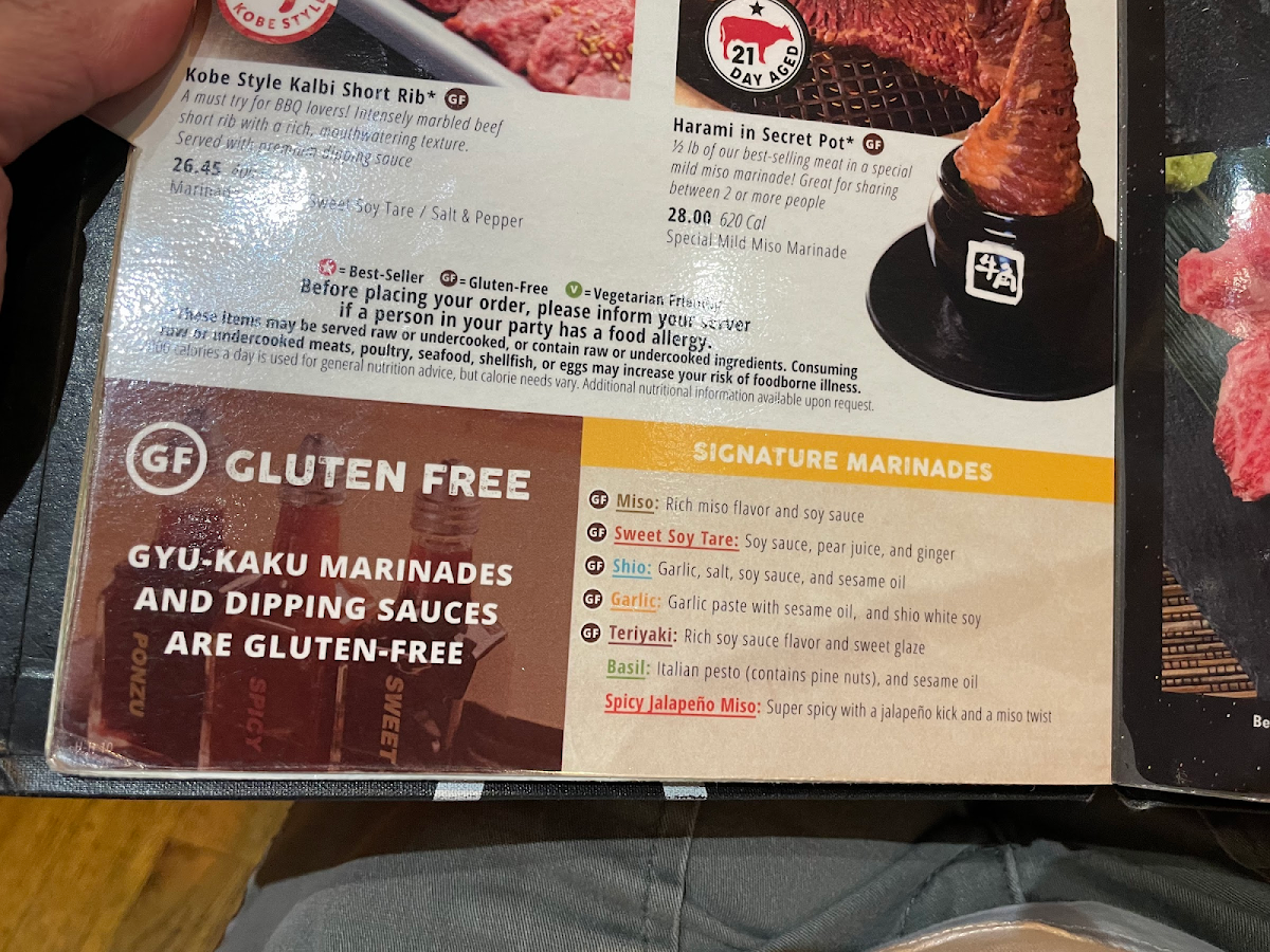 Gyu-Kaku Japanese BBQ gluten-free menu