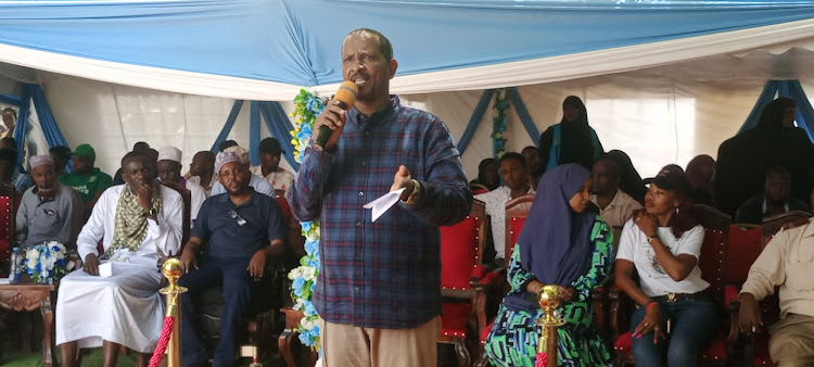 Garissa Township MP Dekow Mohamed speaking at the function.