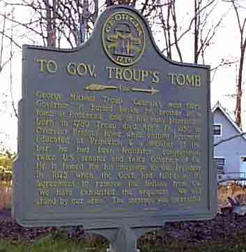 -- 4 mi. --> George Michael Troup, `Georgia`s most fiery Governor` is buried beside his bother in a tomb at Rosemont, on of his many plantations. Born in 1780 Troup died April 28, 1856 in Overseer...