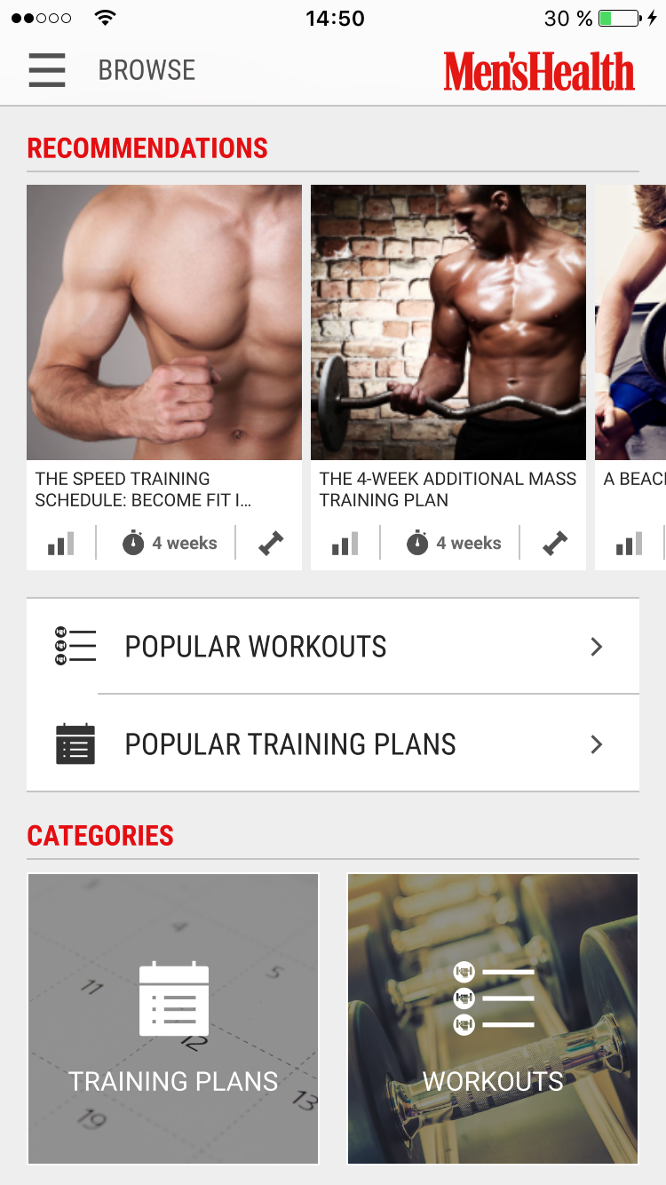 Android application Mens Health Fitness Trainer screenshort
