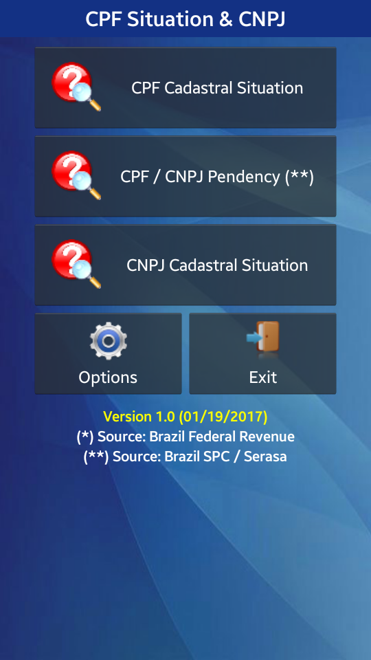 Android application CPF &amp; CNPJ Situation screenshort