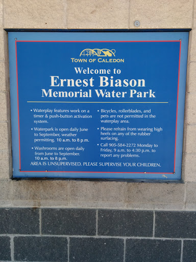 Ernest Biason Memorial Water Park Sign