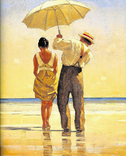 NOTHINGNESS: 'When Sartre and De Beauvoir were bored with ignoring each other they would put on their sun block and head down to the Riviera' Detail from the painting 'Mad Dogs' by Jack Vettriano