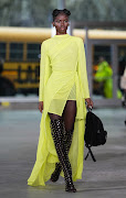 A model walks the runway at the Lapointe show during New York Fashion Week. 