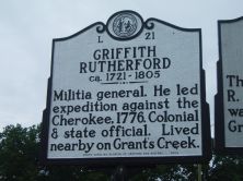 Militia general. He led expedition against the Cherokee, 1776. Colonial & state official. Lived nearby on Grant's Creek.Plaque via North Carolina Highway Historical Marker Program, and is used...