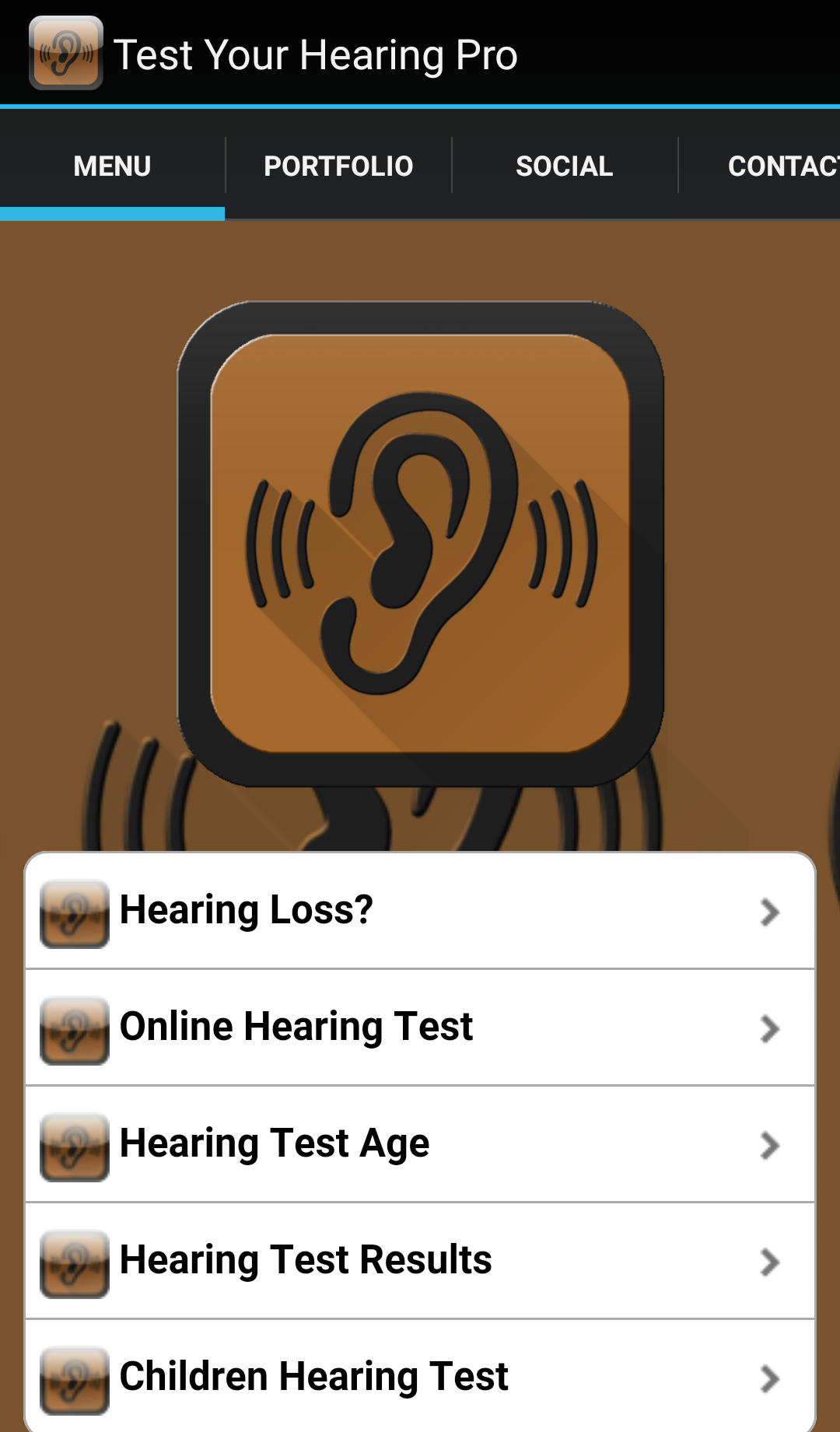 Android application Test Your Hearing Pro screenshort