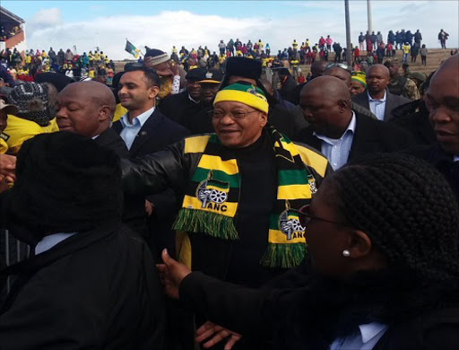 President Jacob Zuma arrives at the Dan Qeqe Stadium in Zwide, Port Elizabeth.