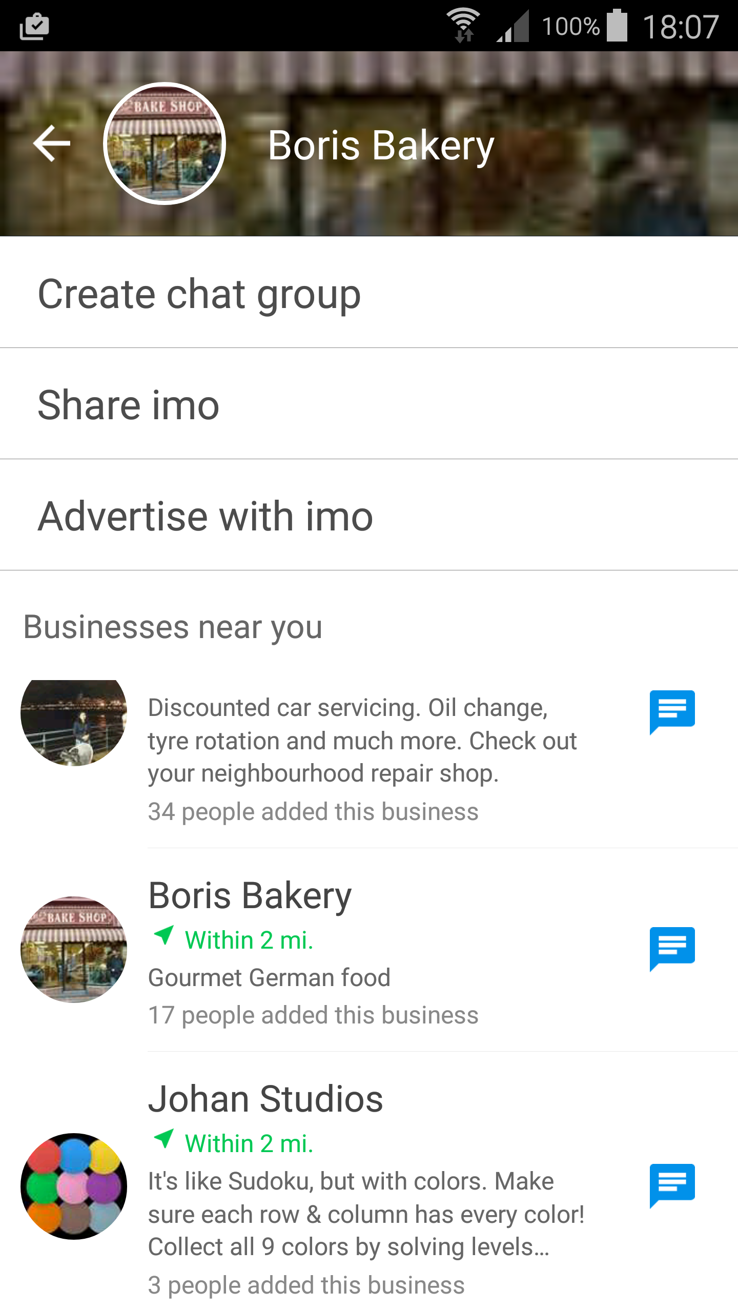 Android application imo business screenshort