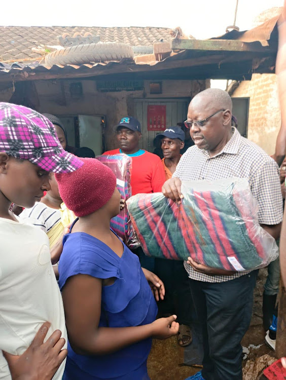 Ex-PS Mangiti distribute blankest to flood affected families in Mathare on May 8, 2024